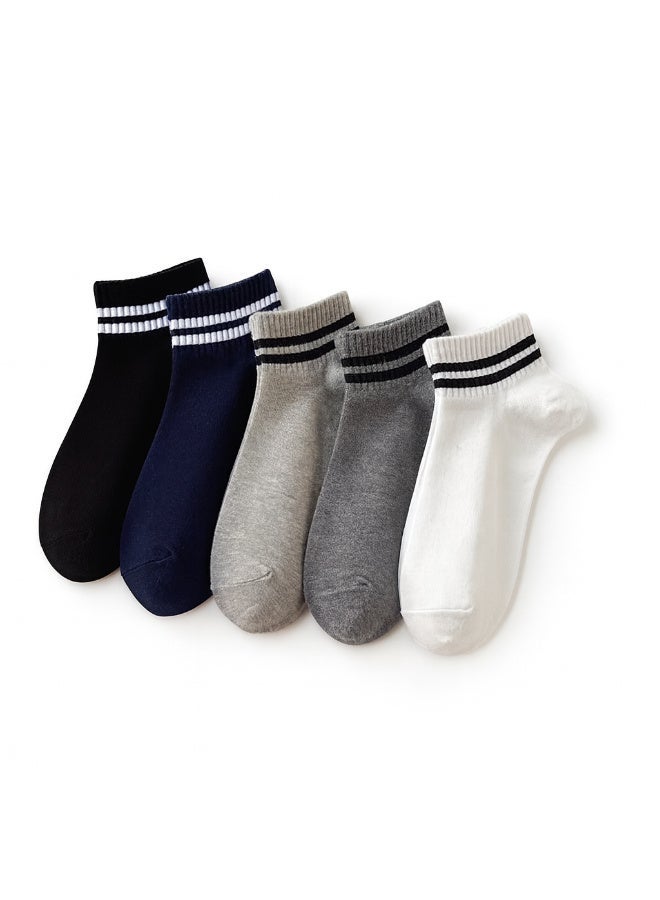 TRENDORA Cotton Blend Ankle Socks, Mixed Colors, Regular Size, 5 Pairs With 1 Gift, Casual Wear, Machine Washable - Image 1